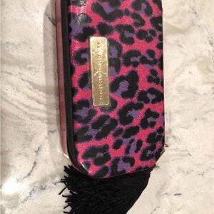 Michael Kors Vibrant Pink and Black Animal Print Make-Up Case